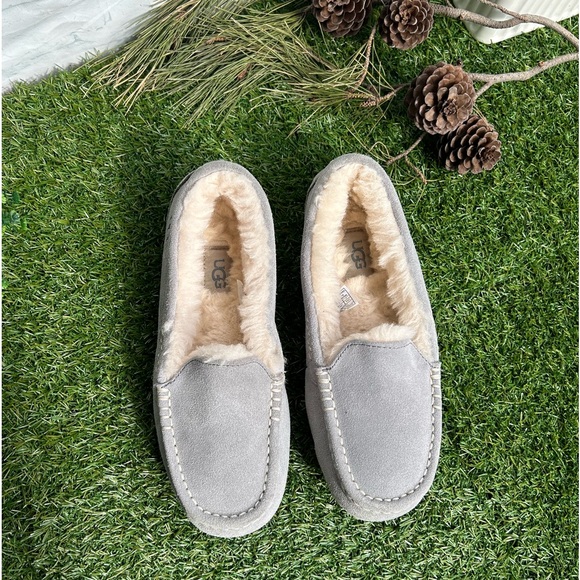 UGG🍁🍂 Ansley Water Resistant Slipper Light Grey Suede
Women size 7 gently used - Picture 9 of 16